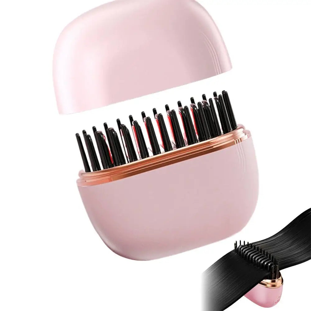 Cordless Hair Straightener Brush — 2-in-1 Styling Tool