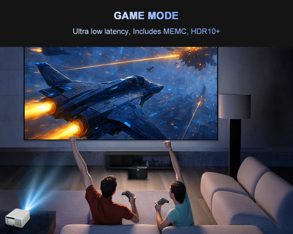 Flixtone D10S Projector 4000 ANSI Lumens 4K Video Decode Full HD Resolution Android 15.0 Smart System Cinema-level Home Theater Beamer with Auto Focus Keystone Correction Portable Smart TV Projector for Family Gathering Bedro