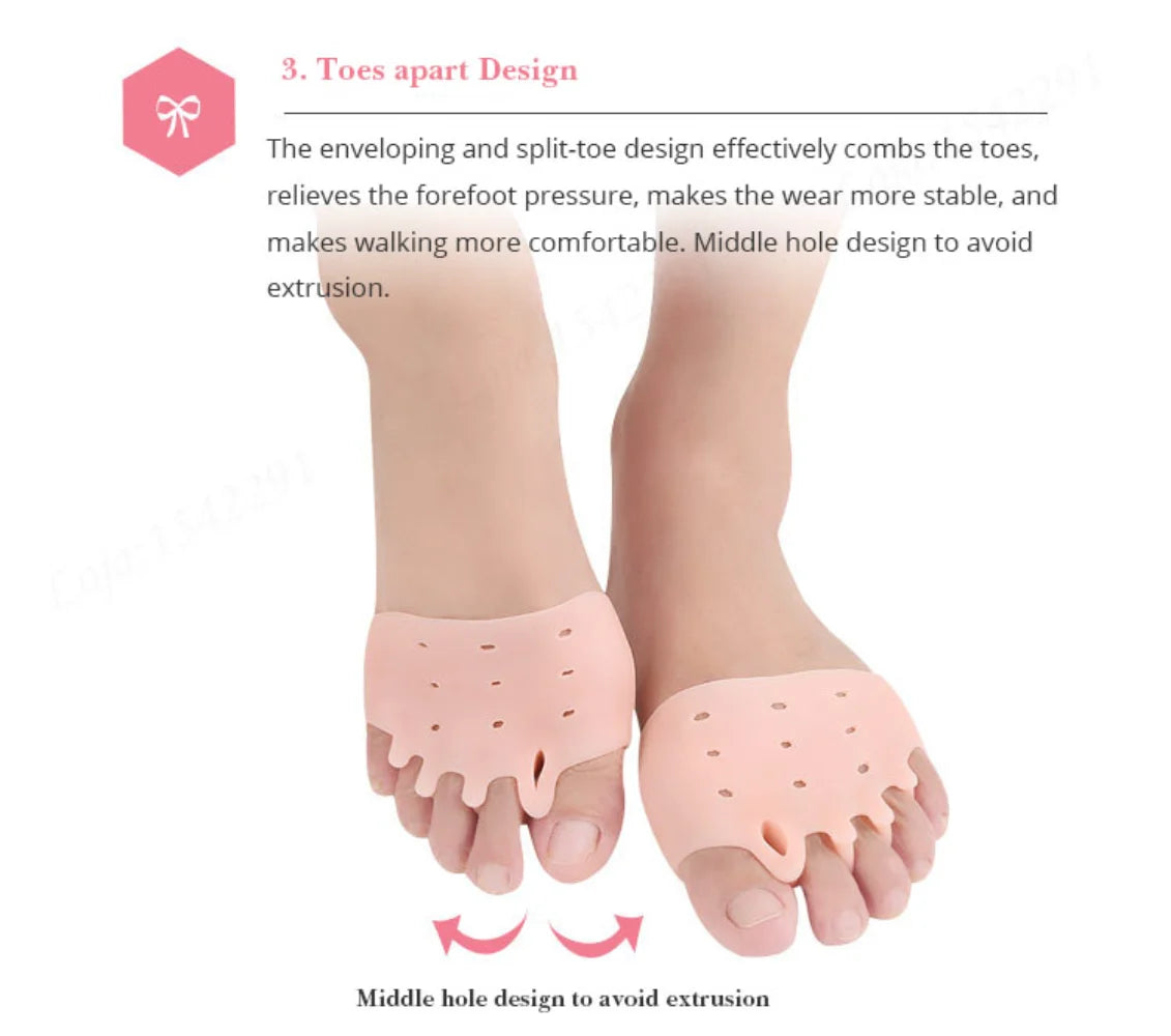 Silicone Forefoot Pad & Toe Separator — Hallux Valgus Relief (2pcs)