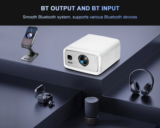 Flixtone D10S Projector 4000 ANSI Lumens 4K Video Decode Full HD Resolution Android 15.0 Smart System Cinema-level Home Theater Beamer with Auto Focus Keystone Correction Portable Smart TV Projector for Family Gathering Bedro