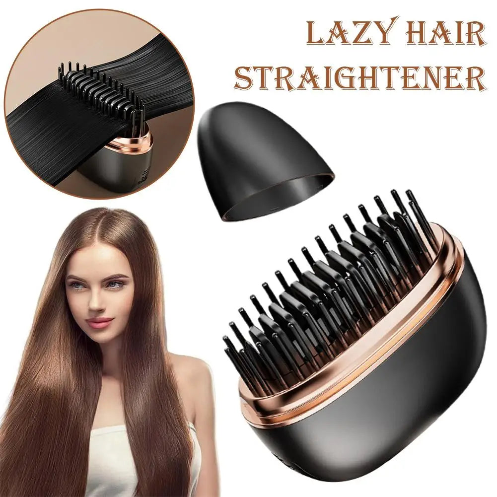 Cordless Hair Straightener Brush — 2-in-1 Styling Tool