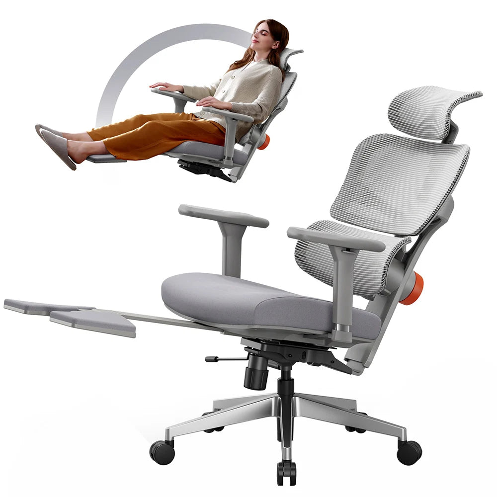NEWTRAL NT002 Ergonomic Chair Adaptive Lower Back Support with Footrest 4 Recline Angle Adjustable Backrest Armrest Headrest