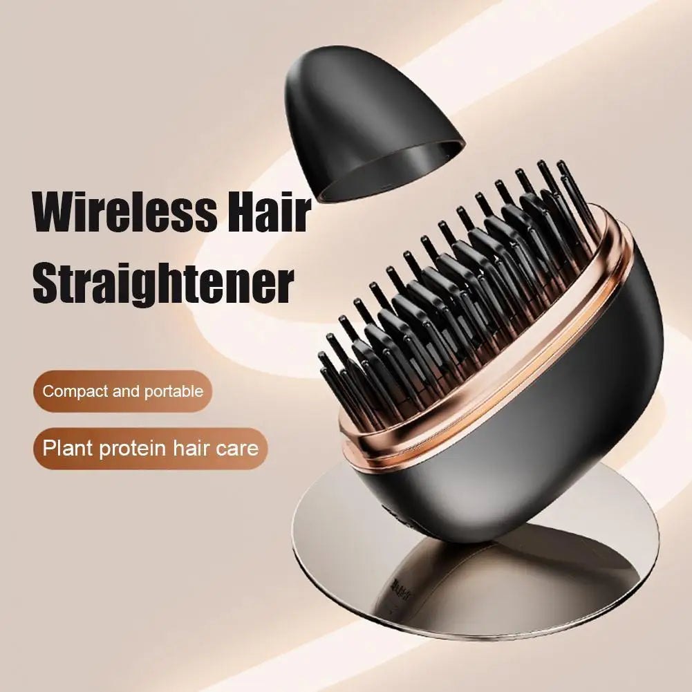 Cordless Hair Straightener Brush — 2-in-1 Styling Tool