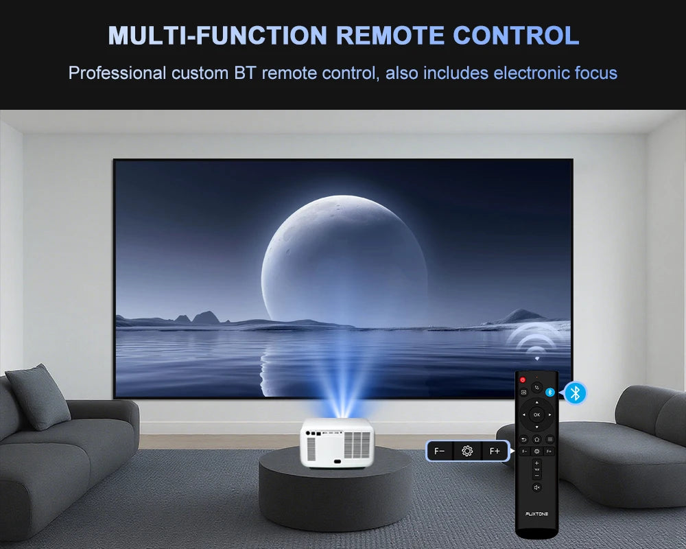 Flixtone D10S Projector 4000 ANSI Lumens 4K Video Decode Full HD Resolution Android 15.0 Smart System Cinema-level Home Theater Beamer with Auto Focus Keystone Correction Portable Smart TV Projector for Family Gathering Bedro