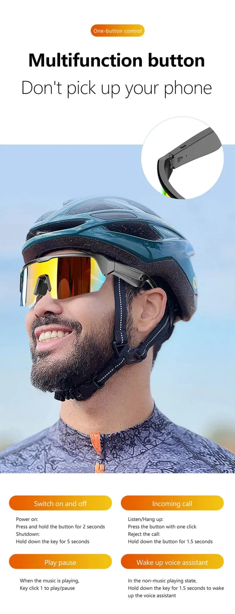 Smart Audio Sunglasses – Bluetooth Music & Calls, Polarized Sports Lens