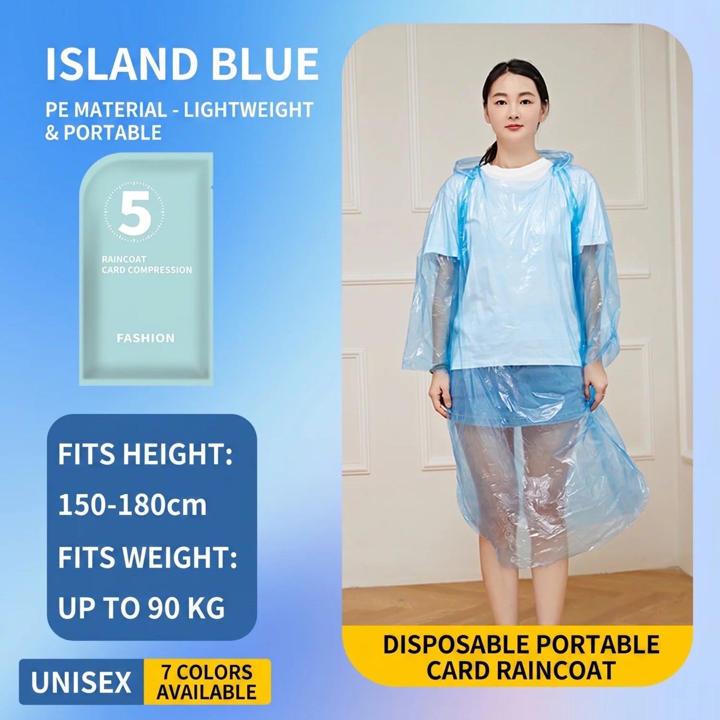 Pocket Raincoat 7-Pack — Credit Card Size Disposable Rain Poncho