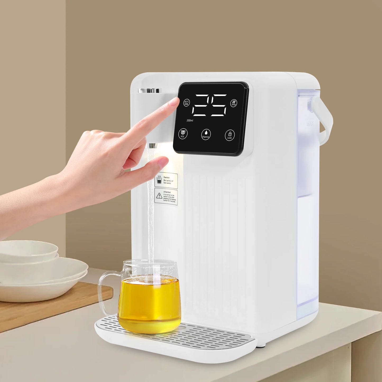 3L Instant Hot Water Dispenser with LED Touch Panel, 3-Second Quick Heating, Adjustable Temperature