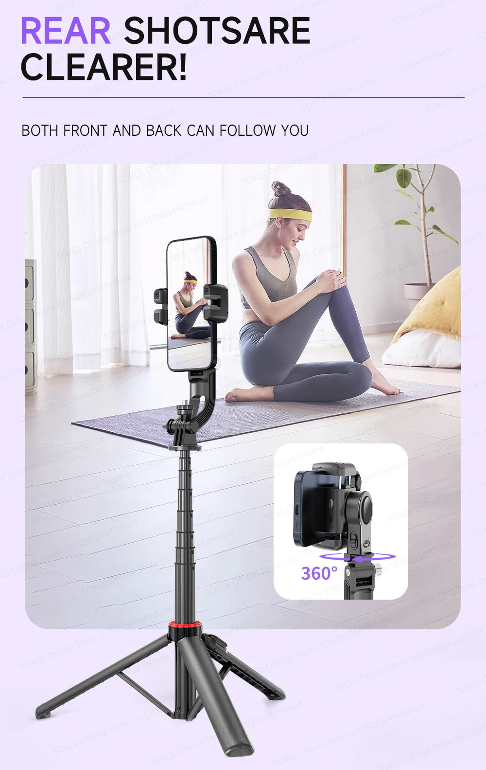 AI Face Tracking Gimbal Stabilizer - 360 Auto-Rotating Smart Phone Holder & Tripod