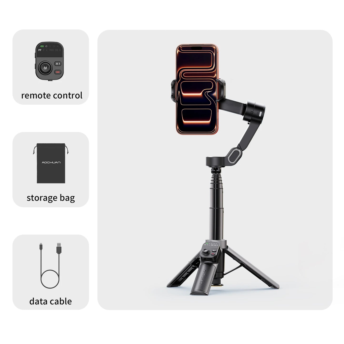 AI Face Tracking Gimbal Stabilizer Pro - Smart 3-Axis Tripod with 51cm Extension Rod