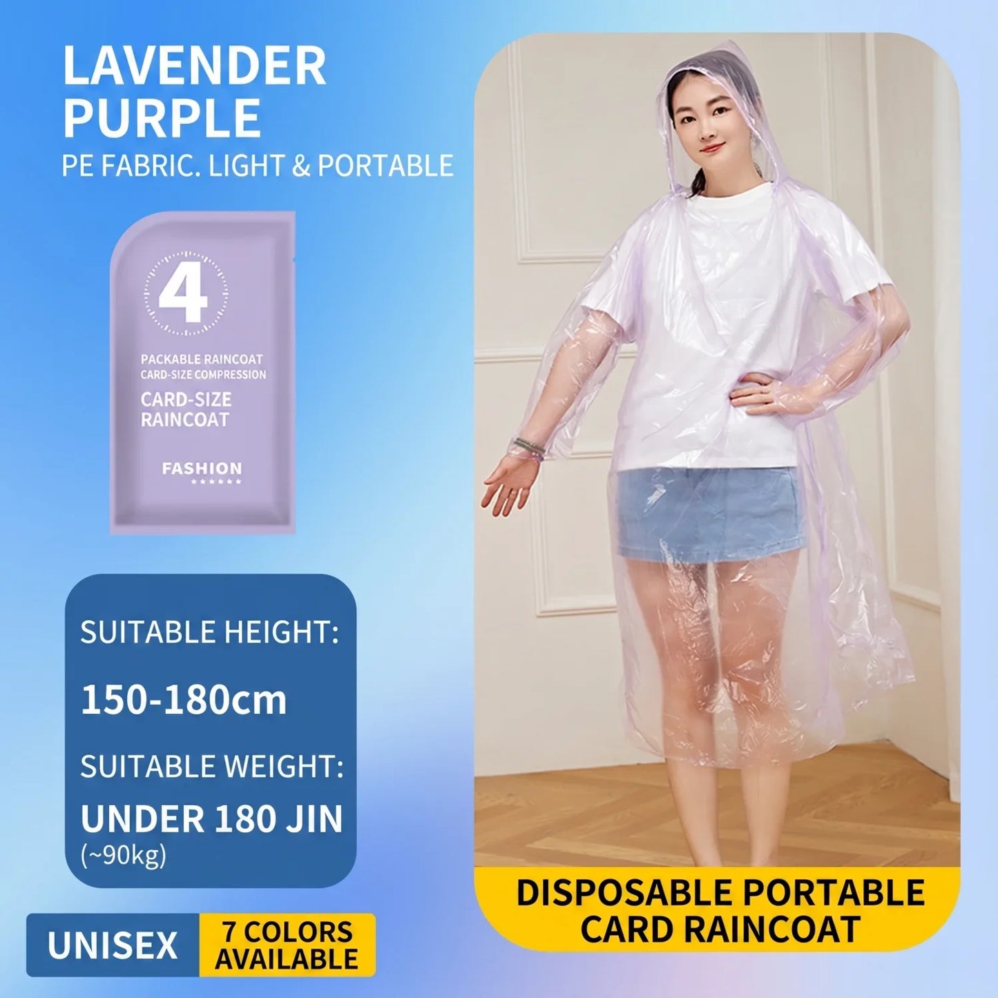 Pocket Raincoat 7-Pack — Credit Card Size Disposable Rain Poncho