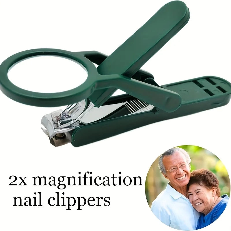 Nail Clipper with Magnifying Glass – Anti-Splash & Easy Grip for Elderly