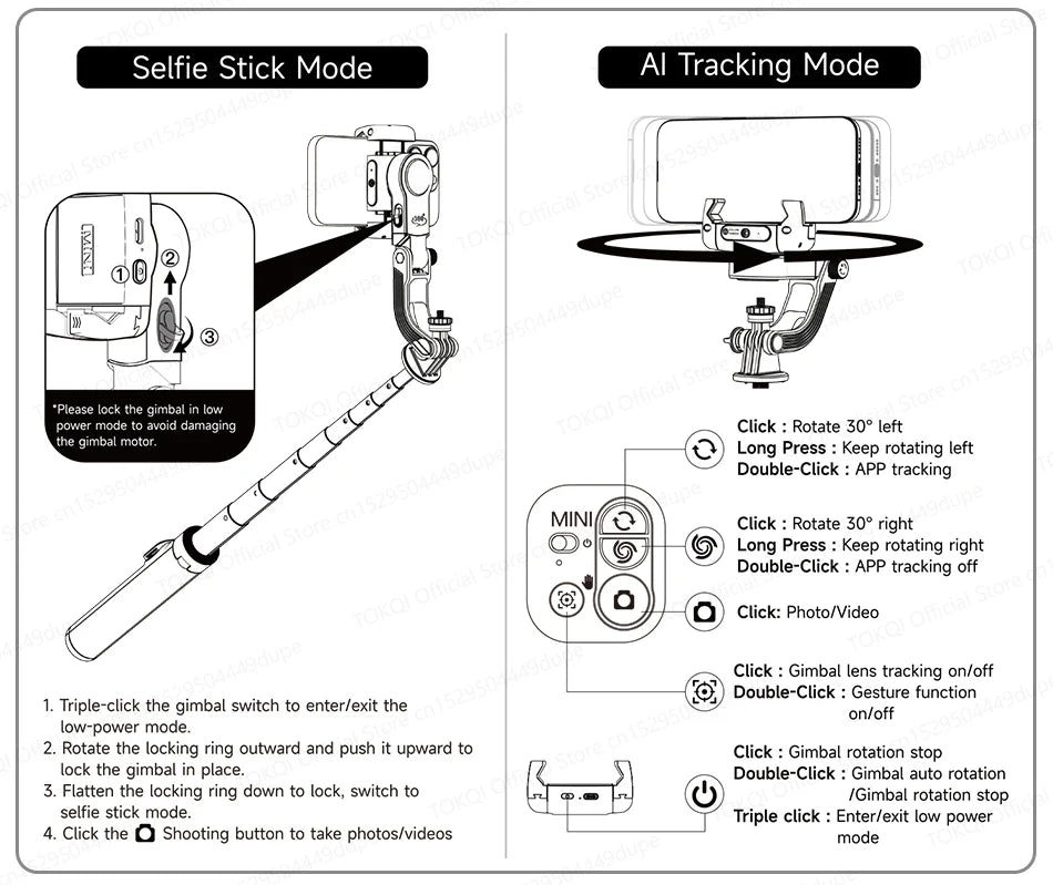 AI Face Tracking Gimbal Stabilizer - 360 Auto-Rotating Smart Phone Holder & Tripod