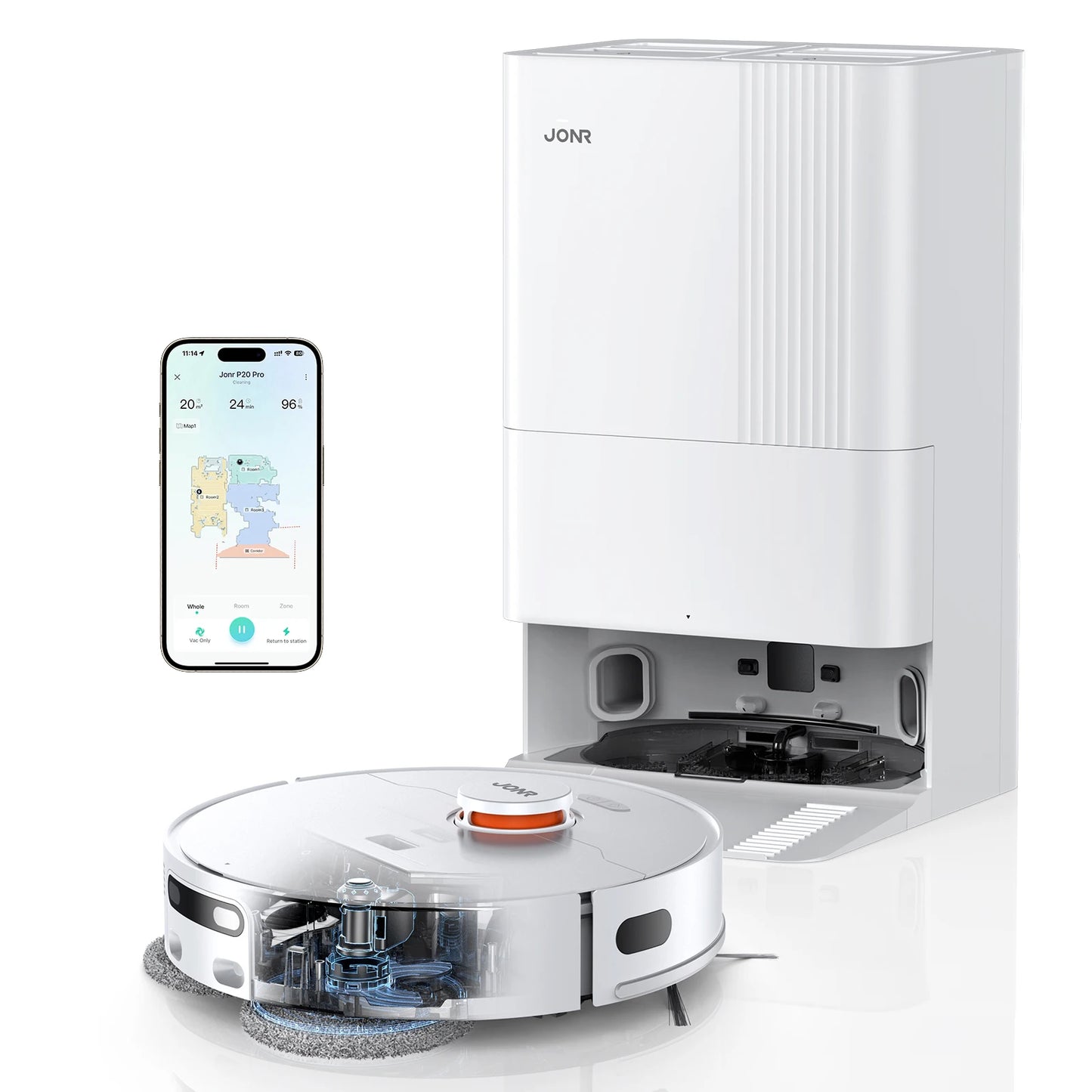 JONR P20 Pro Robot Vacuum & Mop – Self-Emptying, Auto Water Refill & Drain