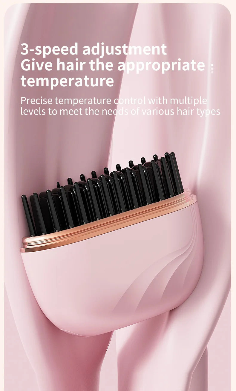 Cordless Hair Straightener Brush — 2-in-1 Styling Tool