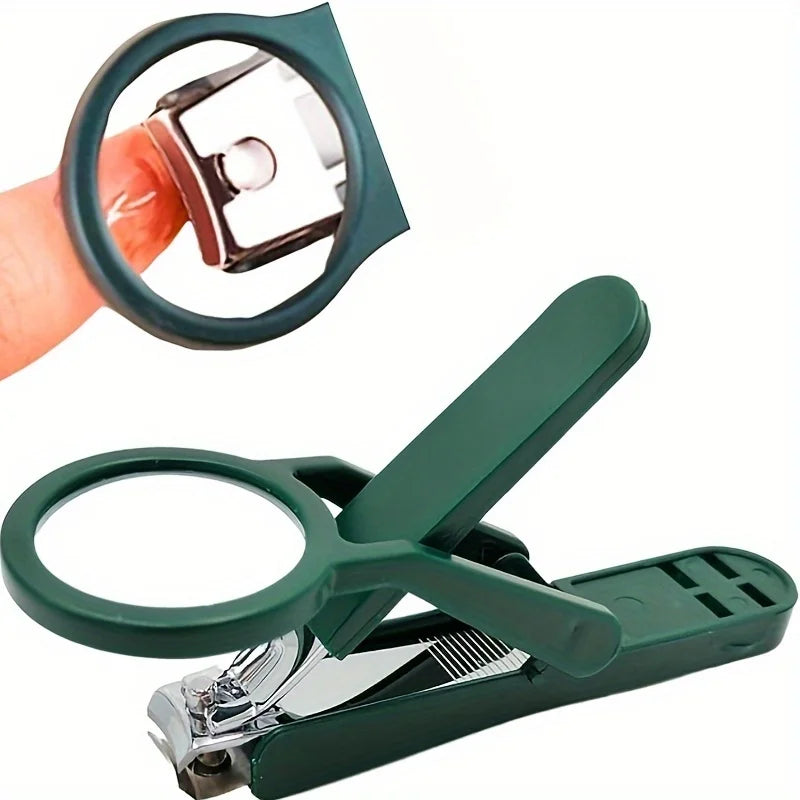Nail Clipper with Magnifying Glass – Anti-Splash & Easy Grip for Elderly