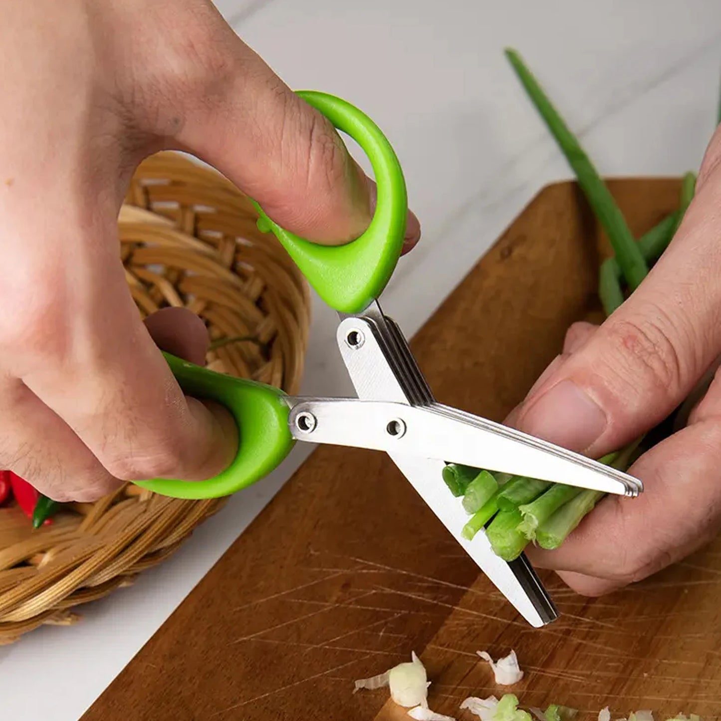 Multi-layer Herb & Vegetable Scissors — Stainless Steel Kitchen Cutter