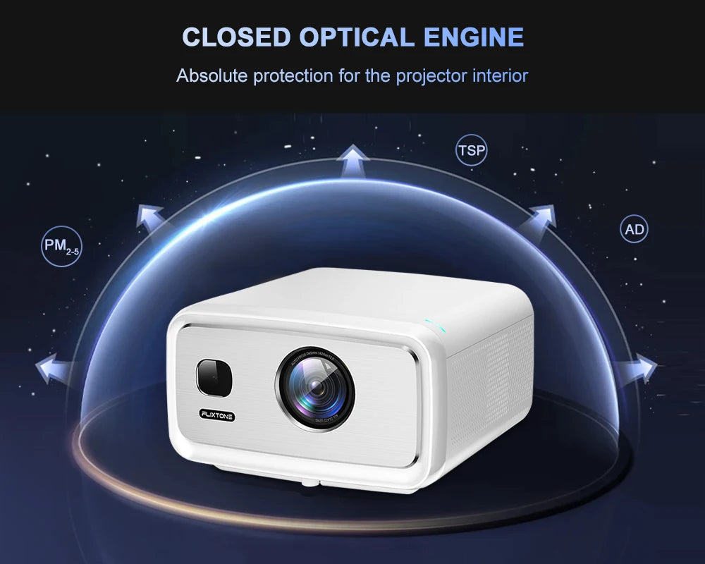 Flixtone D10S Projector 4000 ANSI Lumens 4K Video Decode Full HD Resolution Android 15.0 Smart System Cinema-level Home Theater Beamer with Auto Focus Keystone Correction Portable Smart TV Projector for Family Gathering Bedro