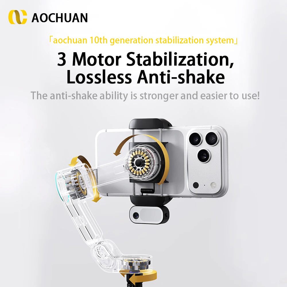 AI Face Tracking Gimbal Stabilizer Pro - Smart 3-Axis Tripod with 51cm Extension Rod