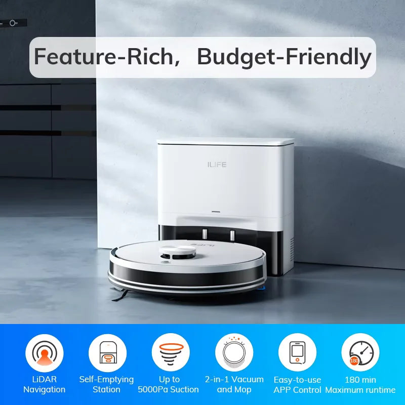 ILIFE A30 Pro Robot Vacuum & Mop – Self-Emptying, App-Controlled Cleaning