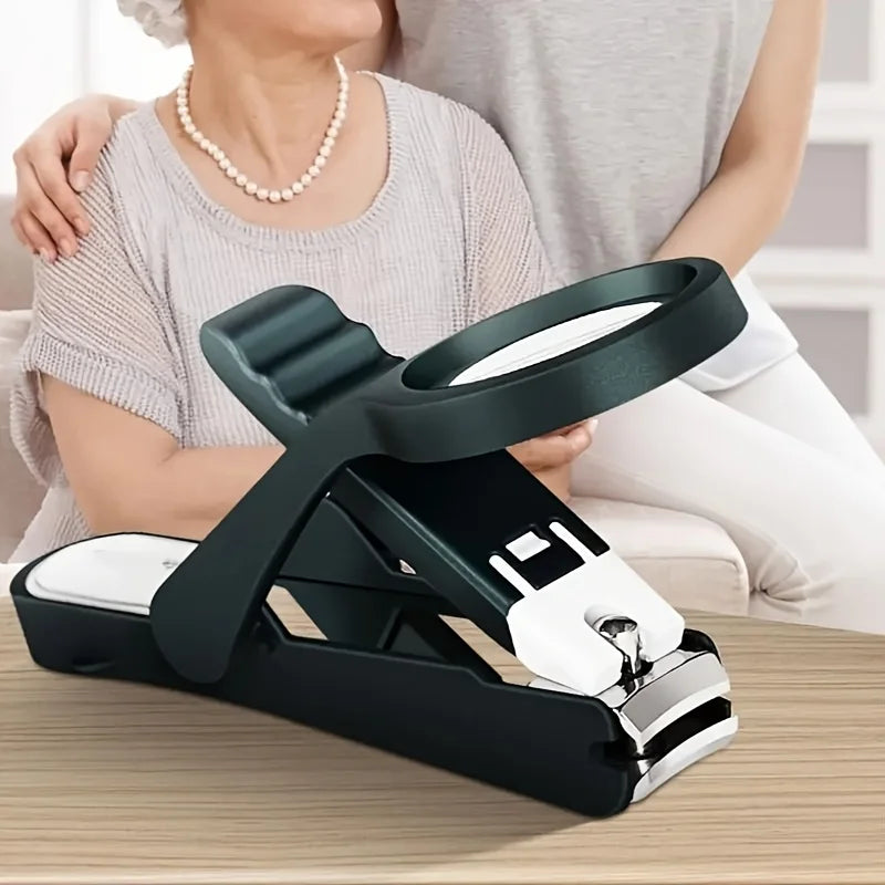 Nail Clipper with Magnifying Glass – Anti-Splash & Easy Grip for Elderly