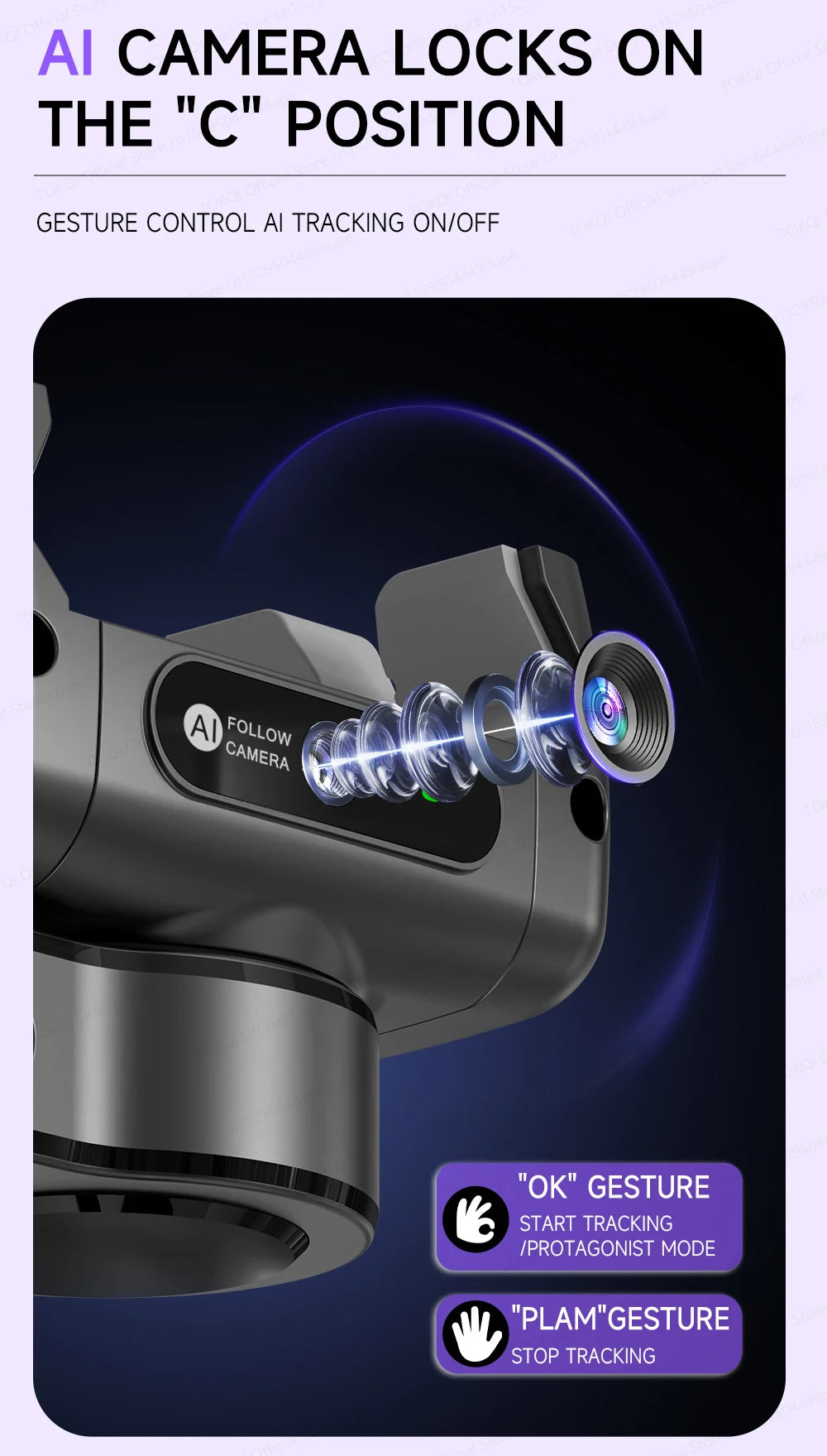 AI Face Tracking Gimbal Stabilizer - 360 Auto-Rotating Smart Phone Holder & Tripod