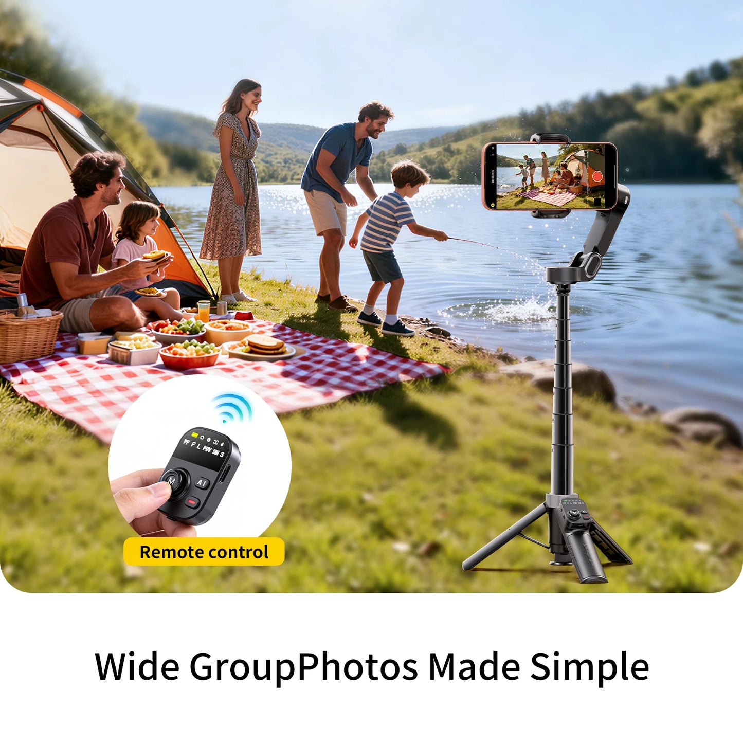AI Face Tracking Gimbal Stabilizer Pro - Smart 3-Axis Tripod with 51cm Extension Rod