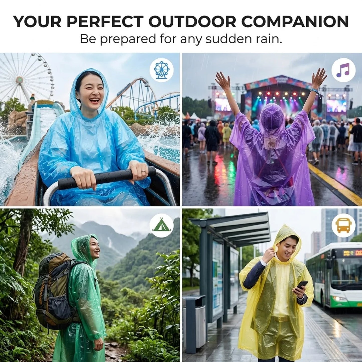 Pocket Raincoat 7-Pack — Credit Card Size Disposable Rain Poncho