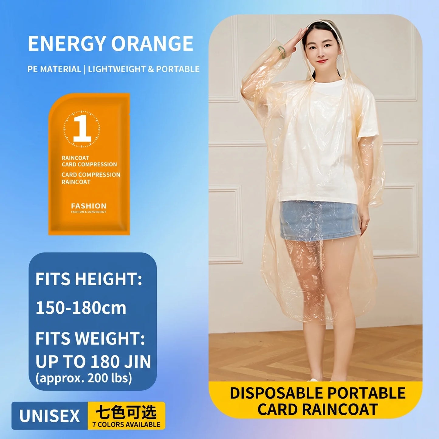 Pocket Raincoat 7-Pack — Credit Card Size Disposable Rain Poncho