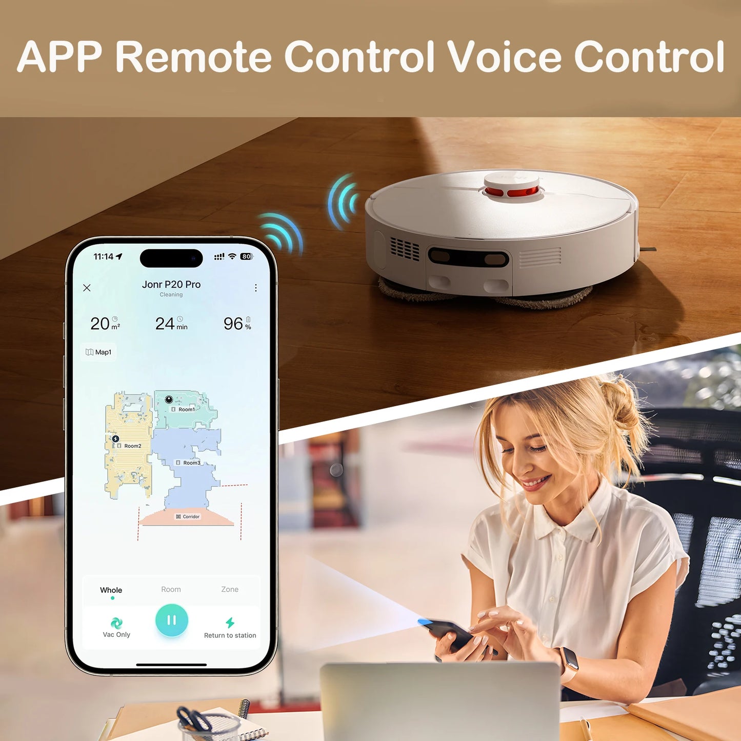 JONR P20 Pro Robot Vacuum & Mop – Self-Emptying, Auto Water Refill & Drain