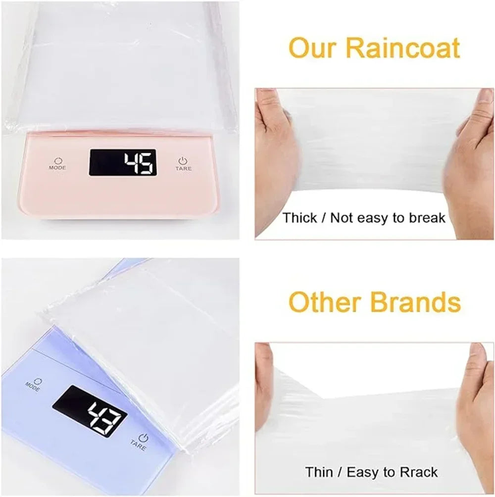 Disposable Waterproof Rain Poncho with Hood — For Adults & Kids (1–10pcs)