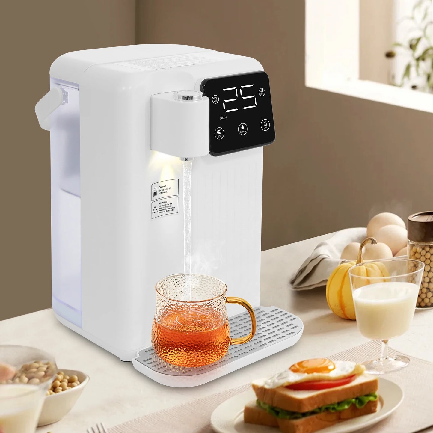 3L Instant Hot Water Dispenser with LED Touch Panel, 3-Second Quick Heating, Adjustable Temperature