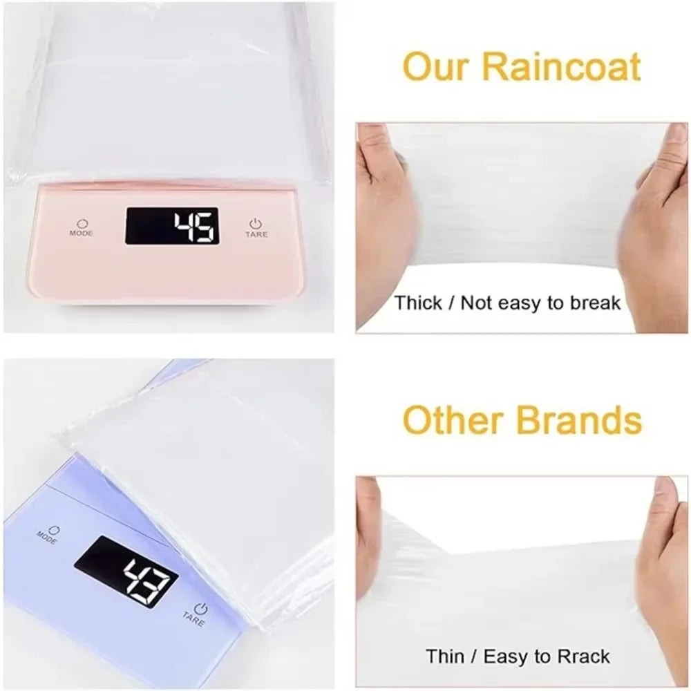 Disposable Waterproof Rain Poncho with Hood — For Adults & Kids (1–10pcs)