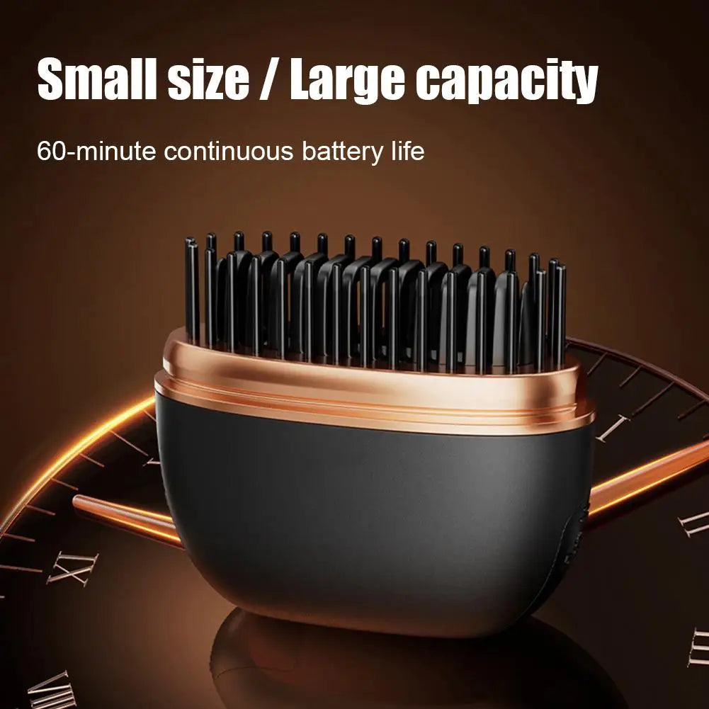 Cordless Hair Straightener Brush — 2-in-1 Styling Tool