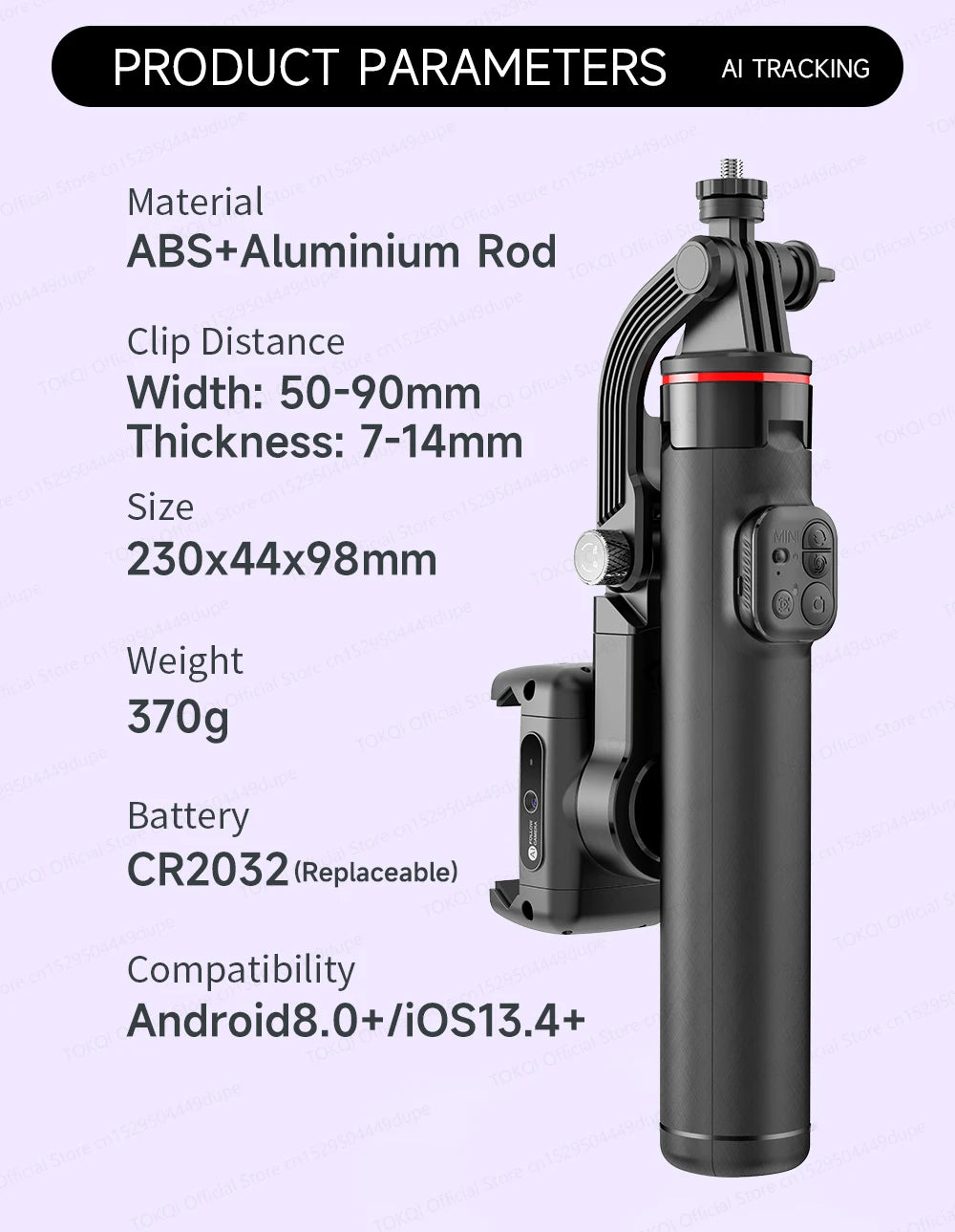 AI Face Tracking Gimbal Stabilizer - 360 Auto-Rotating Smart Phone Holder & Tripod