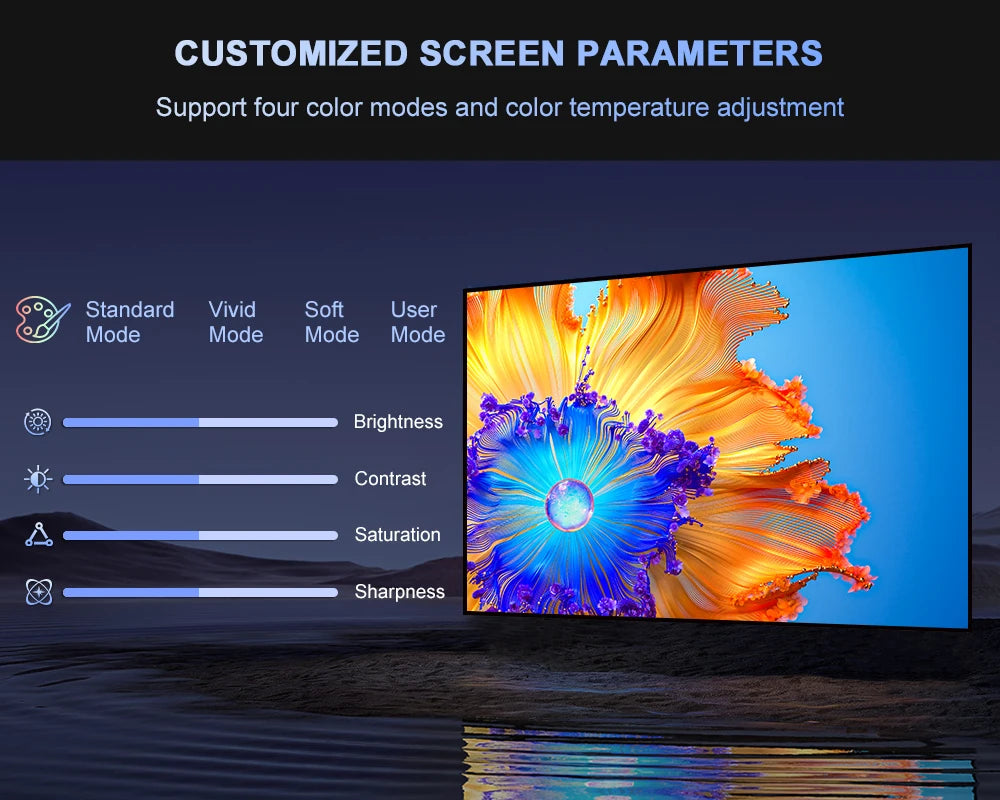 Flixtone D10S Projector 4000 ANSI Lumens 4K Video Decode Full HD Resolution Android 15.0 Smart System Cinema-level Home Theater Beamer with Auto Focus Keystone Correction Portable Smart TV Projector for Family Gathering Bedro