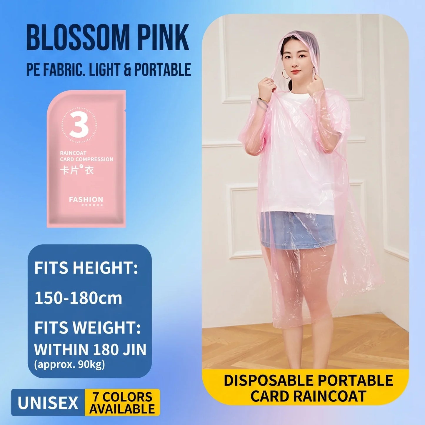 Pocket Raincoat 7-Pack — Credit Card Size Disposable Rain Poncho