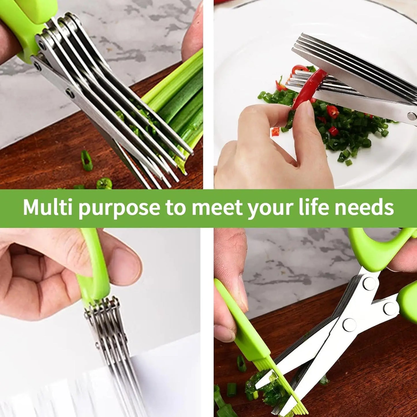 Multi-layer Herb & Vegetable Scissors — Stainless Steel Kitchen Cutter