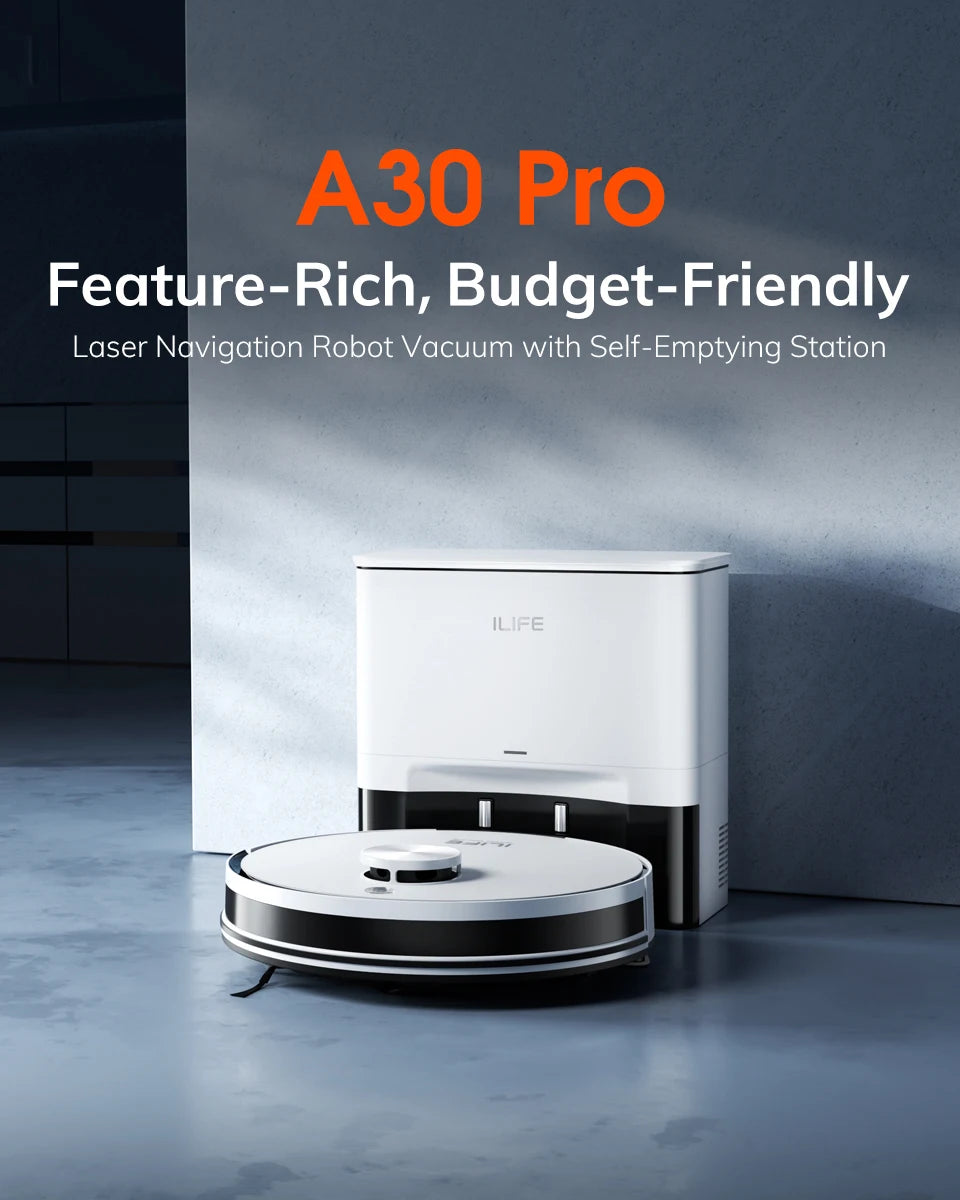 ILIFE A30 Pro Robot Vacuum & Mop – Self-Emptying, App-Controlled Cleaning
