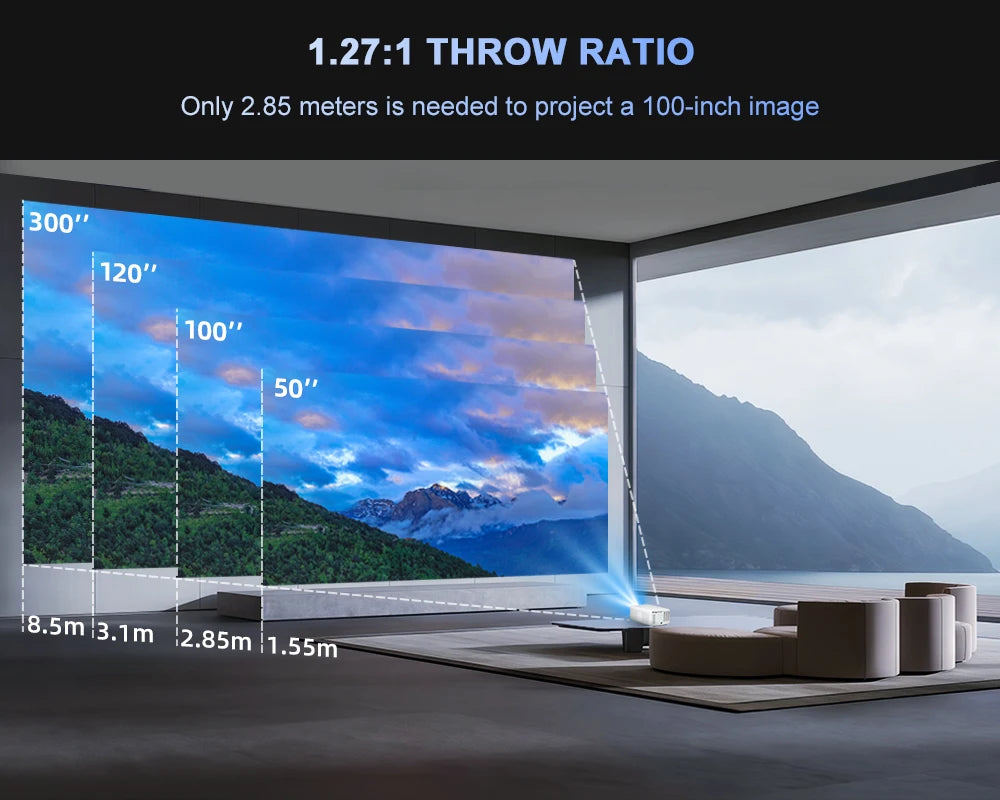 Flixtone D10S Projector 4000 ANSI Lumens 4K Video Decode Full HD Resolution Android 15.0 Smart System Cinema-level Home Theater Beamer with Auto Focus Keystone Correction Portable Smart TV Projector for Family Gathering Bedro