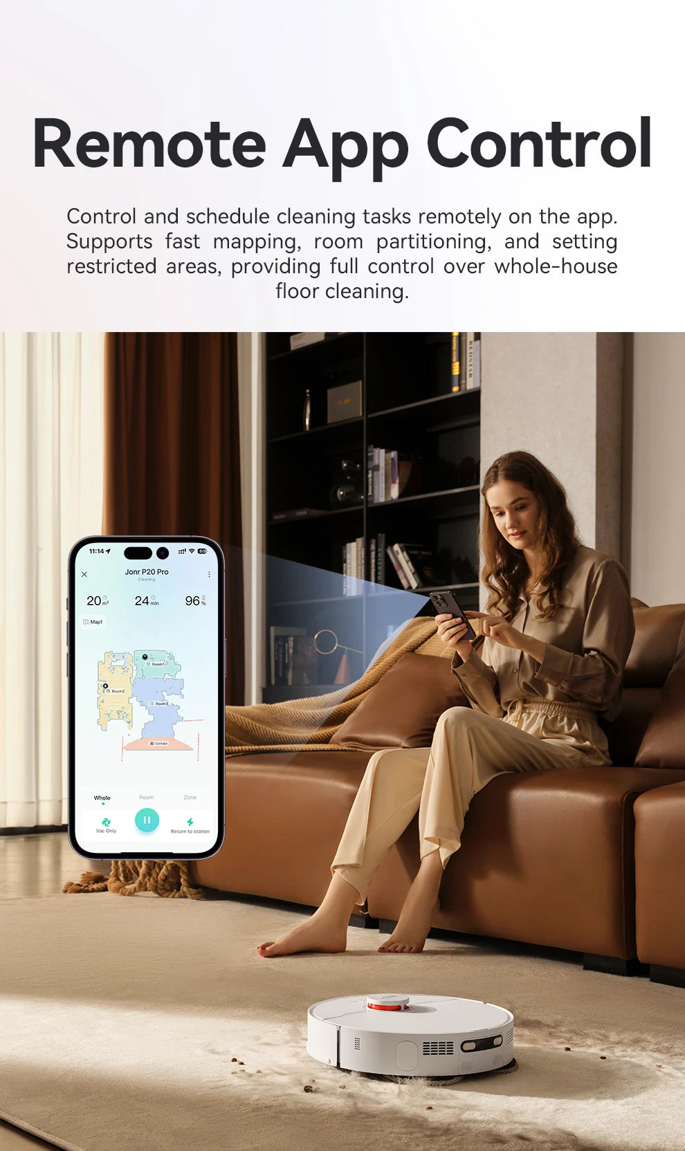 JONR P20 Pro Robot Vacuum & Mop – Self-Emptying, Auto Water Refill & Drain