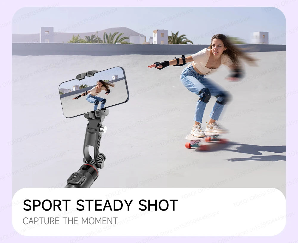 AI Face Tracking Gimbal Stabilizer - 360 Auto-Rotating Smart Phone Holder & Tripod