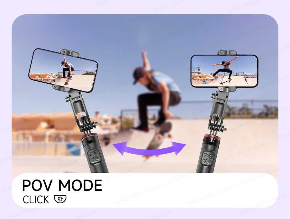 AI Face Tracking Gimbal Stabilizer - 360 Auto-Rotating Smart Phone Holder & Tripod