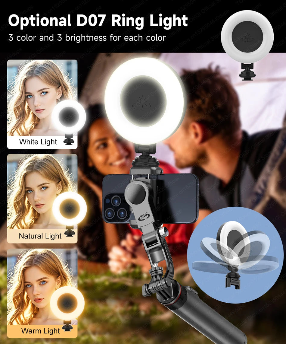 AI Face Tracking Gimbal Stabilizer - 360 Auto-Rotating Smart Phone Holder & Tripod